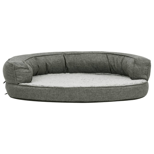 VidaXL Hondenbed ergonomisch linnen-look 75x53 cm fleece grijs