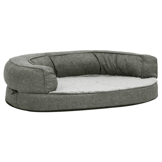 VidaXL Hondenbed ergonomisch linnen-look 75x53 cm fleece grijs