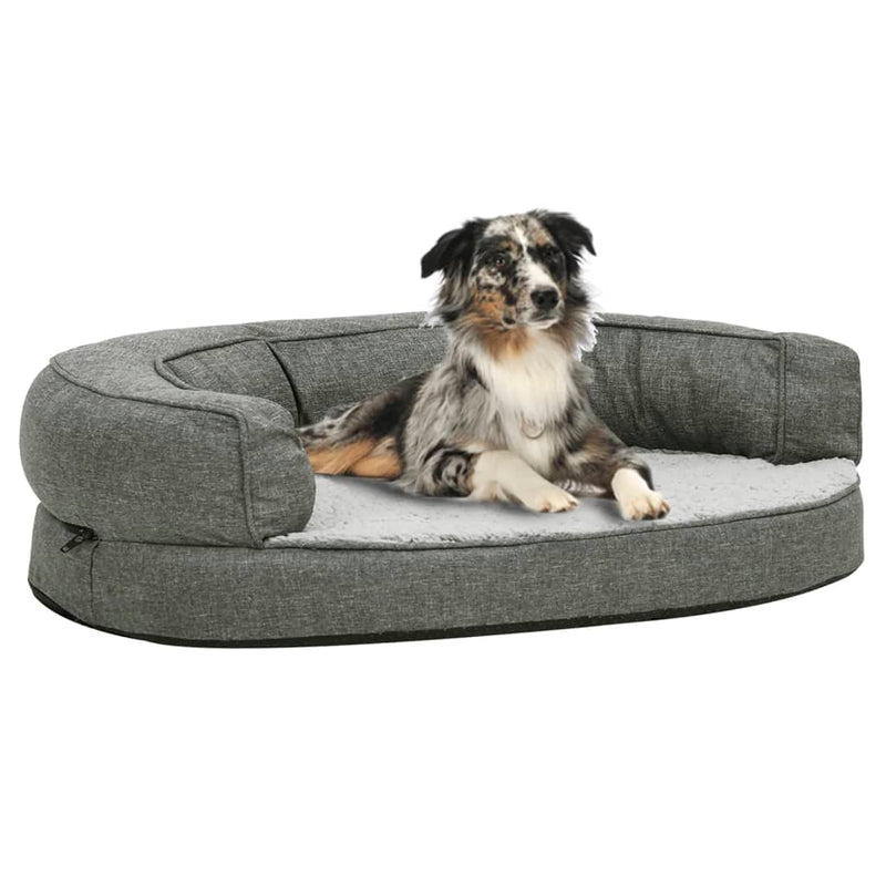 Load image into Gallery viewer, VidaXL Hondenbed ergonomisch linnen-look 75x53 cm fleece grijs
