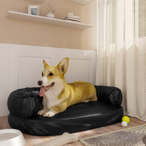 VidaXL Hondenmand met ergonomisch schuim 75x53 cm kunstleer zwart