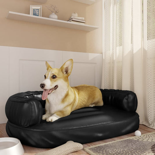 VidaXL Hondenmand met ergonomisch schuim 88x65 cm kunstleer zwart