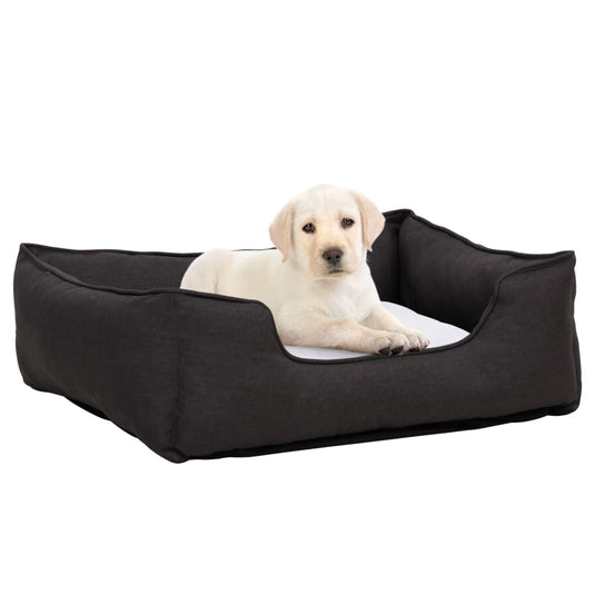 VidaXL Hondenmand linnen-look 85,5x70x23 cm fleece donkergrijs en wit