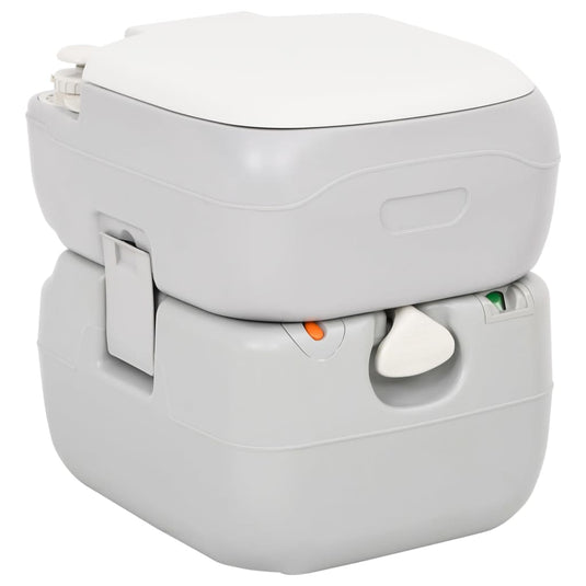 VidaXL Campingtoilet draagbaar 22+12 L HDPE grijs en wit