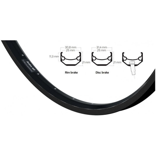 Ryde Velg andra 40 28 inch (622) zwart disc 32 gaats 14g