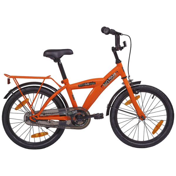 Bike fun 18 inch jongensfiets oranje no rules no limit