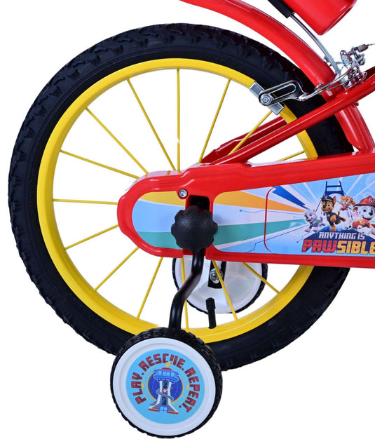 Paw patrol kinderfiets - jongens - 16 inch - rood - twee handremmen