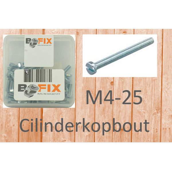 Bofix cilinderkopbout M4x25 verzinkt (50st)