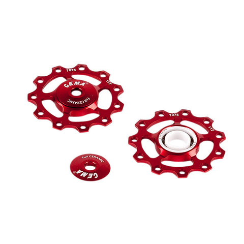 CEMA derailleurwieltjes full keramisch 9 10 11V alu rood