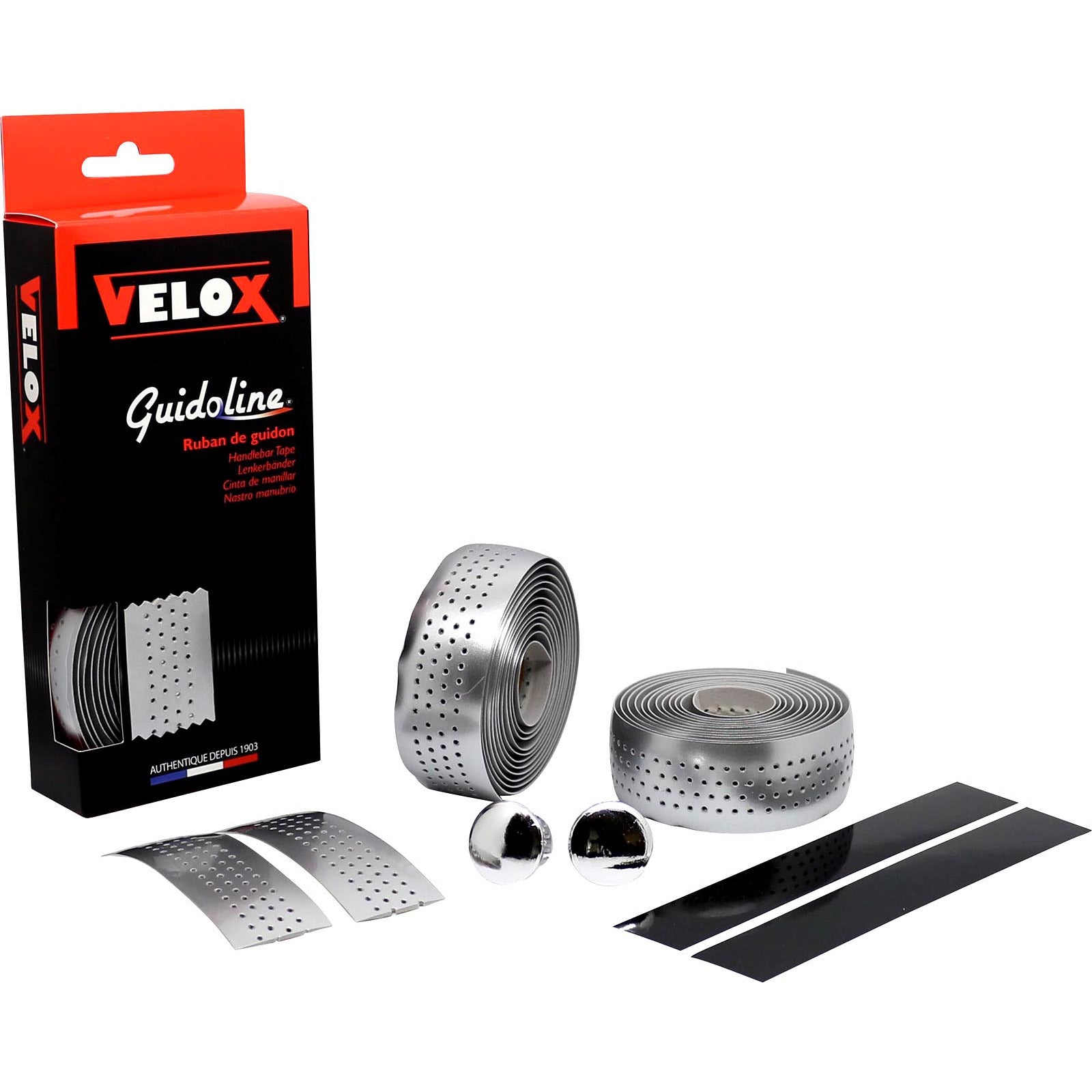 Velox stuurtape gloss metal geperforeerd zilver (2st)