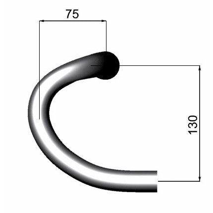 stuurbocht zero-100 buitenmaats 44cm zwart