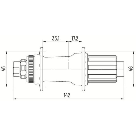 Miche achternaaf r-dx 16+8g tx12 center lock zwart