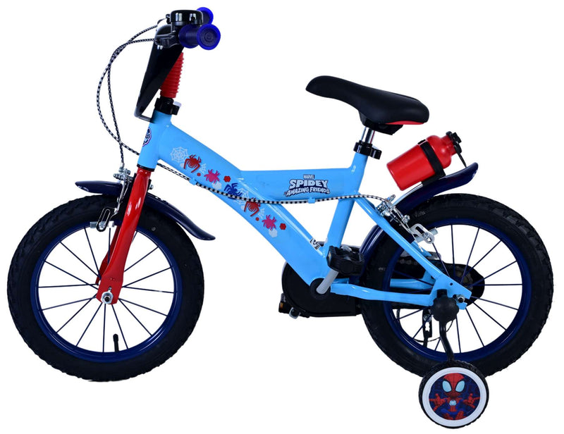 Load image into Gallery viewer, Spidey and his amazing friends Spidey Kinderfiets Jongens 14 inch Blauw Twee handremmen
