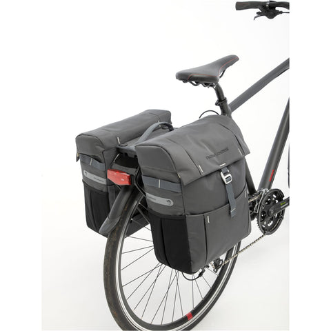 Newlooxs Vigo Double fietstas sportief, waterafstotend, zwart grijs