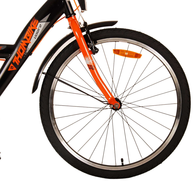 Load image into Gallery viewer, Volare Thombike Kinderfiets Jongens 24 inch Zwart Oranje Twee handremmen
