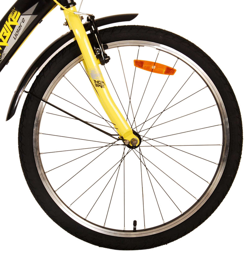 Load image into Gallery viewer, Volare Thombike Kinderfiets Jongens 24 inch Zwart Geel Twee handremmen
