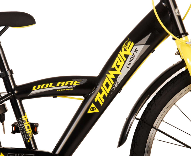 Load image into Gallery viewer, Volare Thombike Kinderfiets Jongens 24 inch Zwart Geel Twee handremmen
