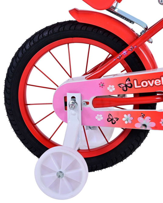 Volare Lovely Kinderfiets Meisjes 14 inch Rood Wit