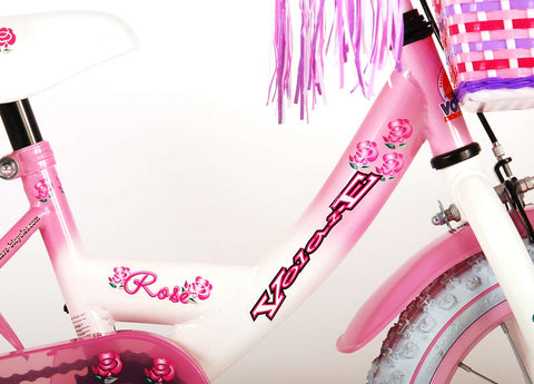 Volare Rose Kinderfiets - Meisjes - 14 inch - Roze Wit - 95% afgemonteerd