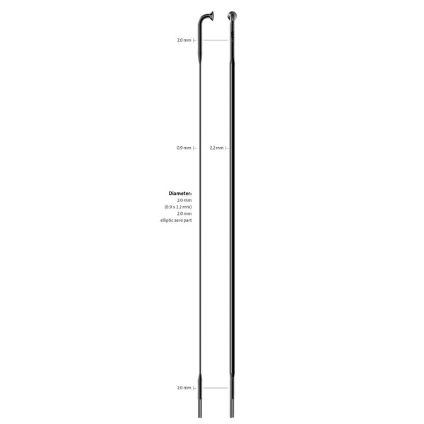 Sapim spaak 14-237 CX-Ray plat zwart met nippel (20st)