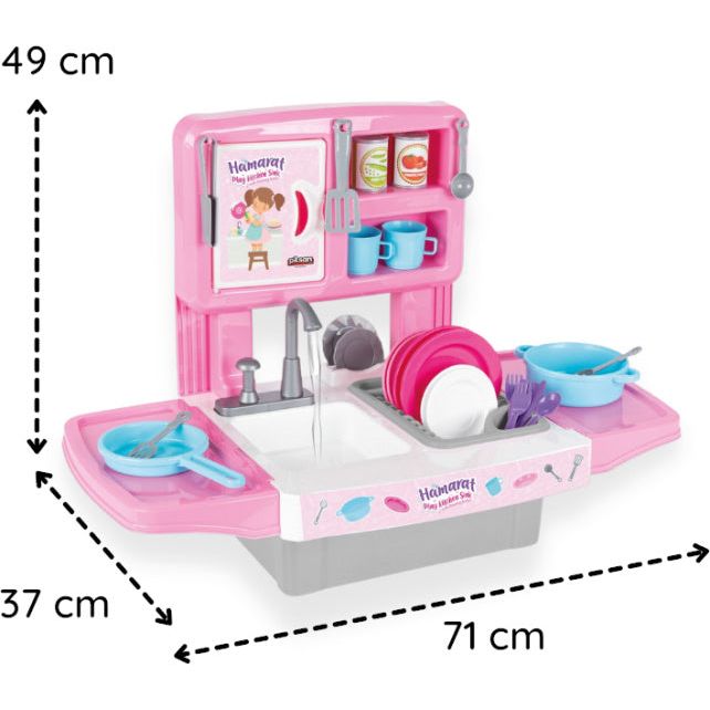 Load image into Gallery viewer, Pilsan Hamarat speelgoedkeuken met waterkraan roze 39-delig
