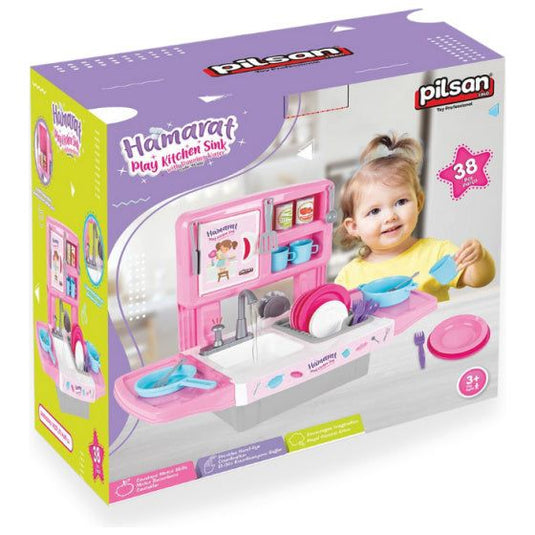 Pilsan Hamarat speelgoedkeuken met waterkraan roze 39-delig