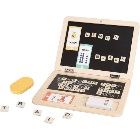 Tooky toy Educatief Houten Speelgoed Laptop 58-delig