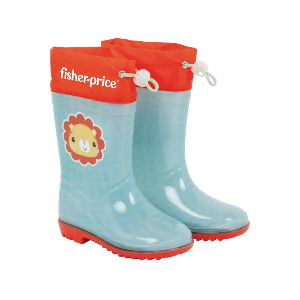 Load image into Gallery viewer, Arditex Regenlaarzen Fisher-Price junior PVC textiel lichtblauw rood maat 26
