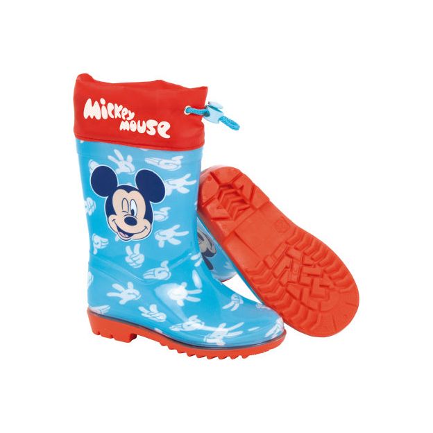 Load image into Gallery viewer, Arditex Regenlaarzen Mickey Today junior PVC textiel lichtblauw rood maat 30
