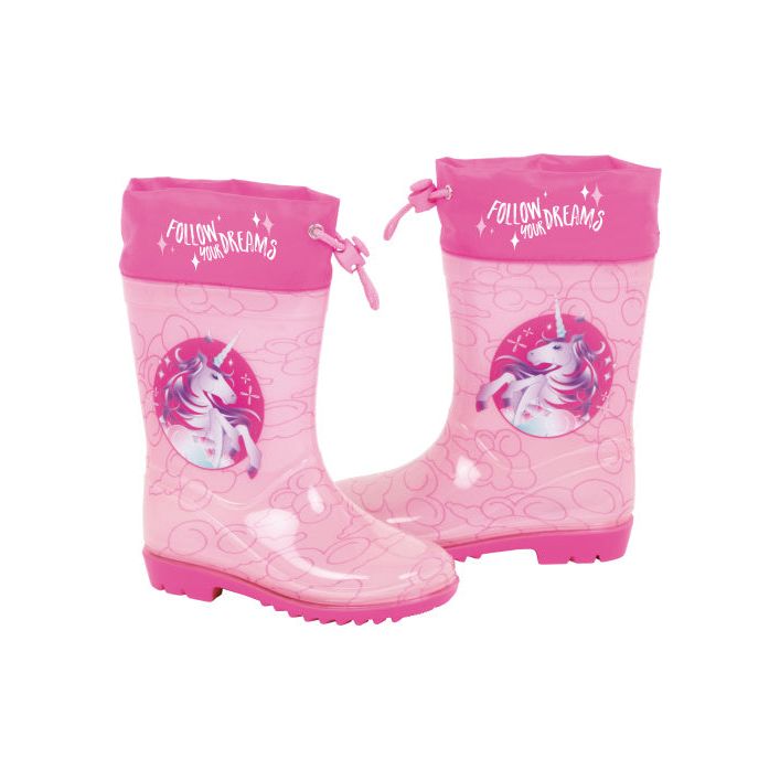 Load image into Gallery viewer, Arditex Regenlaarzen Unicorn meisjes PVC textiel lichtroze roze maat 24
