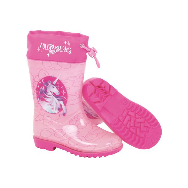 Load image into Gallery viewer, Arditex Regenlaarzen Unicorn meisjes PVC textiel lichtroze roze maat 24
