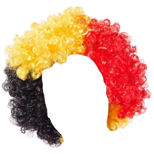 België Tricolore Belgium WK supporterspruik zwart geel rood