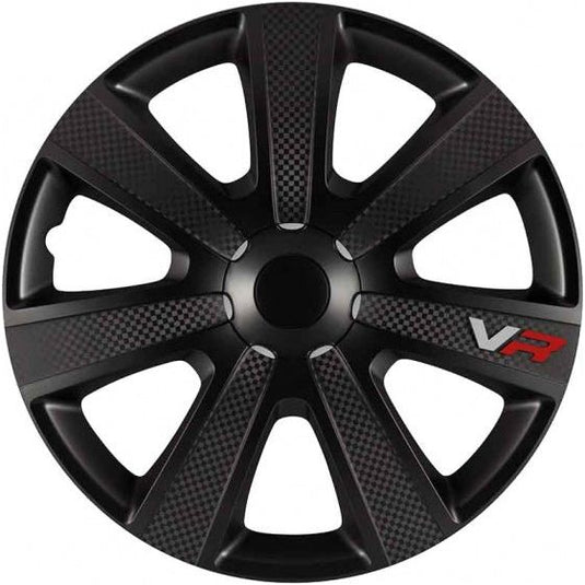 Carpoint Wieldoppen VR Carbon 14 inch zwart set van 4