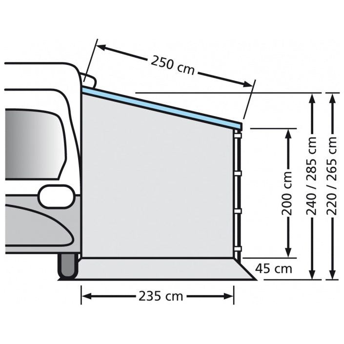 Load image into Gallery viewer, Eurotrail Zijwand zonder raam Camper 235 x 240 cm polyester grijs
