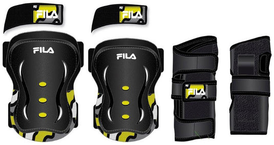 Fila Skatebescherming junior zwart geel maat XS
