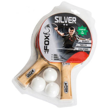 Fox tt Silver 2 Star tafeltennisset 23 cm hout rubber 5-delig