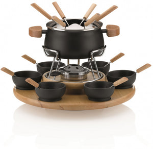 Kela Natura fonduecarrousel 39 x 32 cm RVS 23-delig zwart