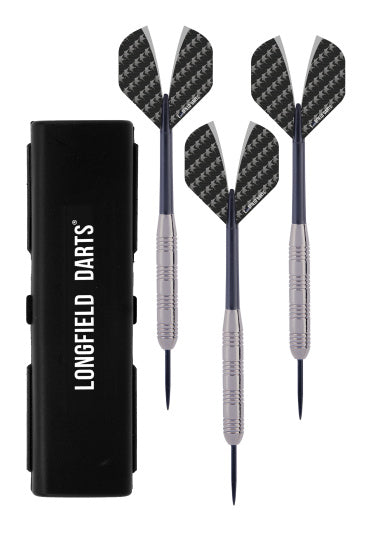 Load image into Gallery viewer, Longfield darts Steeltip Dartpijl Set 23 gram Zilver Zwart 3 stuks
