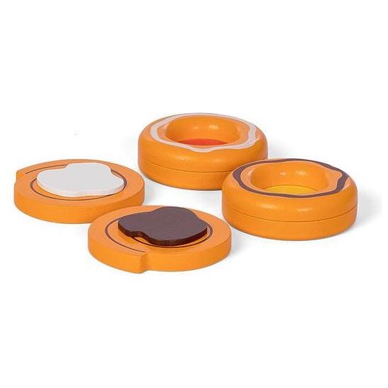 Load image into Gallery viewer, Mamamemo Deens gebak junior 6 cm hout oranje bruin 4-delig
