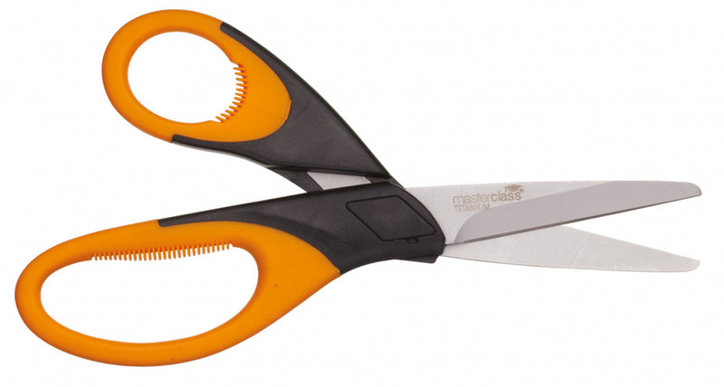 Load image into Gallery viewer, Masterclass Kruidenschaar 20 cm RVS rubber zwart oranje
