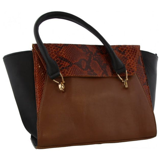 Mh bijoux Schoudertas dames 24 x 41 cm leer zwart bruin 2-delig