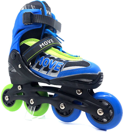 Move Inline skates Fast semi-softboot verstelbaar blauw groen maat 34-37