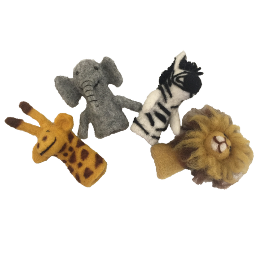 Papoose Toys Papoose Toys African Animal Finger Puppets 4pc