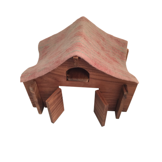 Papoose Toys Papoose Toys Barn with Felt Roof and Ladder