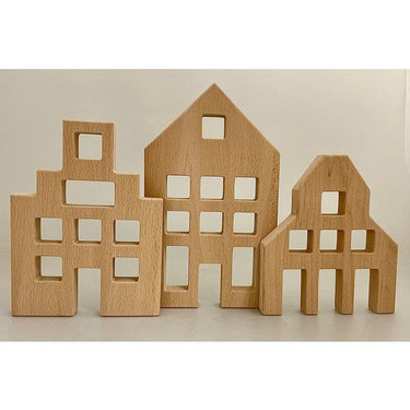 Papoose Toys Papoose Toys Dutch Wood Houses 3pc