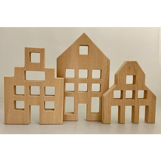 Papoose Toys Papoose Toys Dutch Wood Houses 3pc