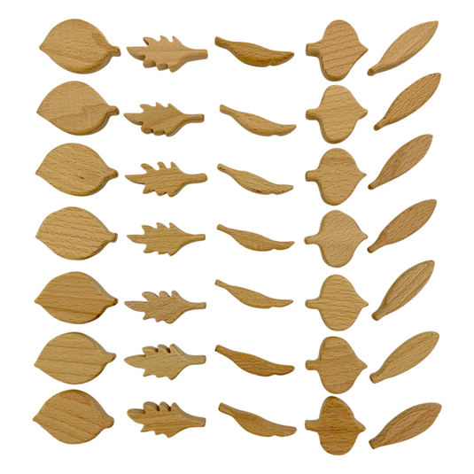 Papoose Toys Papoose Toys Mini Natural Leaf Shapes 35pc