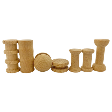 Papoose Toys Papoose Toys Mini Natural Spool Set 7pc