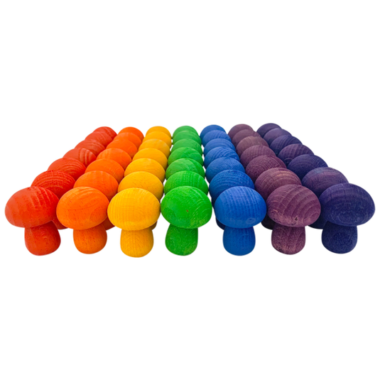 Papoose Toys Papoose Toys Mini Rainbow Mushroom 49pc