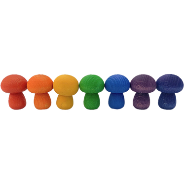 Papoose Toys Papoose Toys Mini Rainbow Mushroom 7pc
