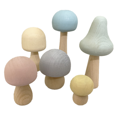 Papoose Toys Papoose Toys Pastel Wood Mushrooms 6pc